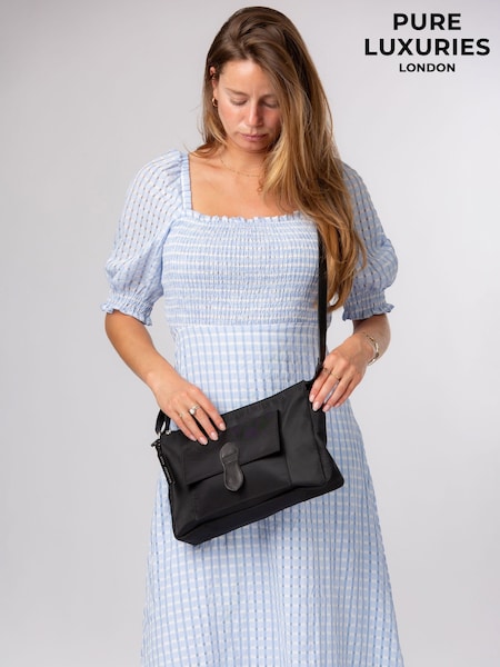 Black - Pure Luxuries London 'margaux' Canvas & Leather Cross-body Bag