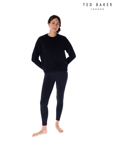 أسود - Ted Baker Sport Yoga Bow Detail Crew Neck Sweatshirt