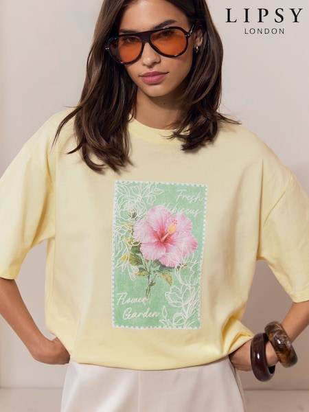 Yellow Floral Print - Lipsy Oversized T-shirt