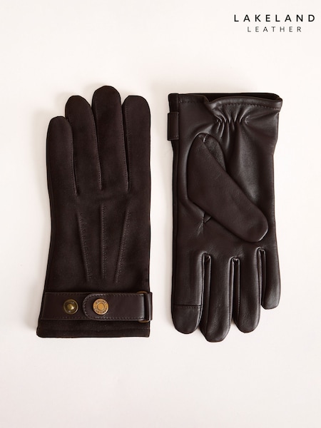 Brown - Regular Lakeland Leather Richard Suede And Leather Gloves