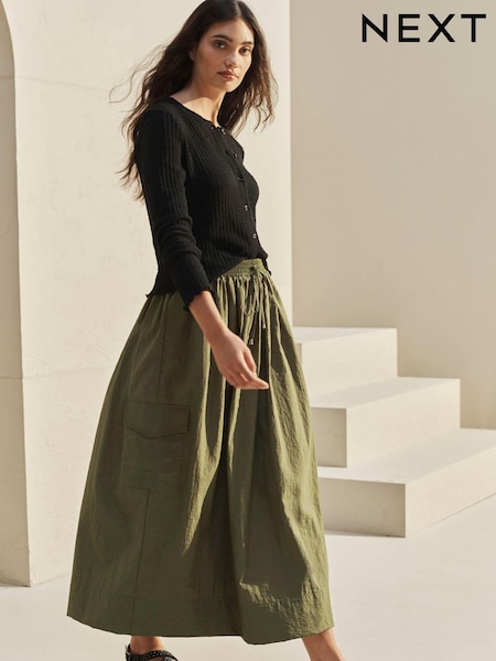 Khaki Green Parachute Midi Skirt (618612) | €16