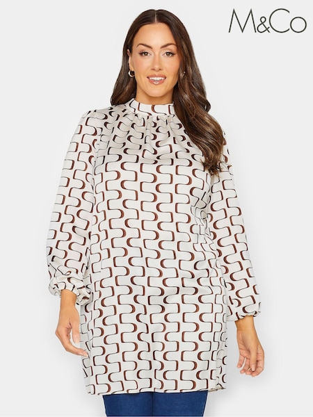 Cream - M&Co Guler înalt Cravată Tunică (618689) | 103 LEI