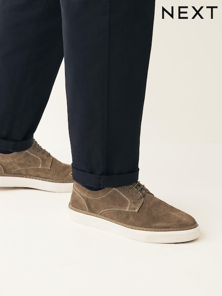 Taupe Brown Suede Cupsole Derby Shoes (618957) | €22