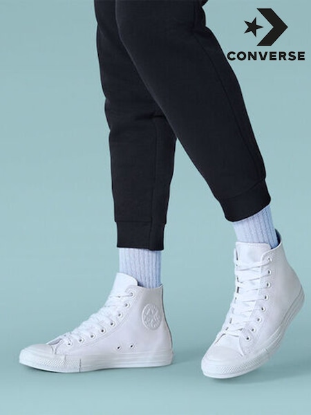 Converse White Leather High Chuck Ox Trainers (619060) | €95