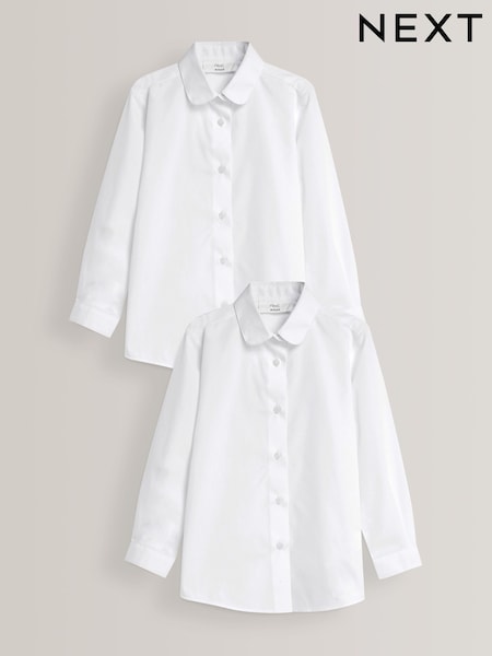 White 2 Pack Long Sleeve Curved Collar School Shirt (3-16yrs) (619365) | $22 - $33