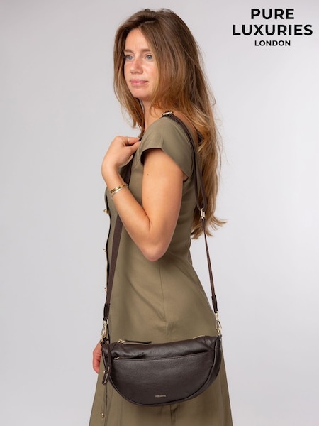 Brown - Pure Luxuries London 'aubrey' Leather Cross-body Bag