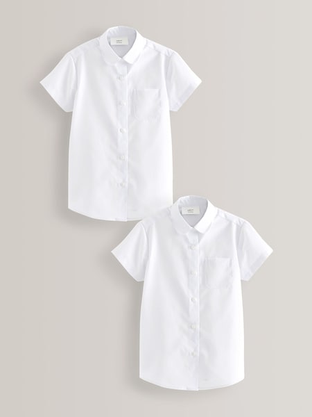 White 2 Pack Short Sleeve Curved Collar School Shirt (3-16yrs) (619431) | $13 - $21