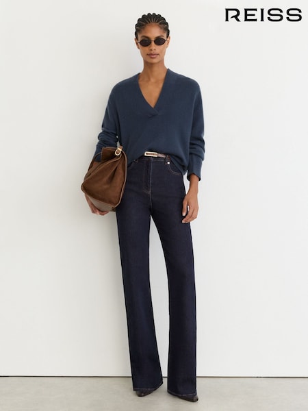 Dark Blue - Reiss Andi High-rise Bootcut Jeans