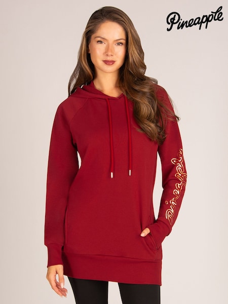 Red - Pineapple Longline Logo Hoodie