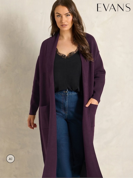 Purple - Evans Premium Longline Coatigan