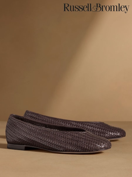 Brown - Russell & Bromley Porton Woven Ballet Flats