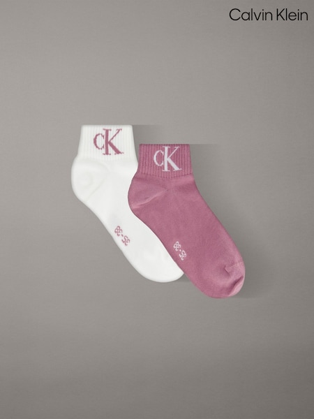 Weiß und Violett - Calvin Klein Jeans Monogram Socks 2 Pack