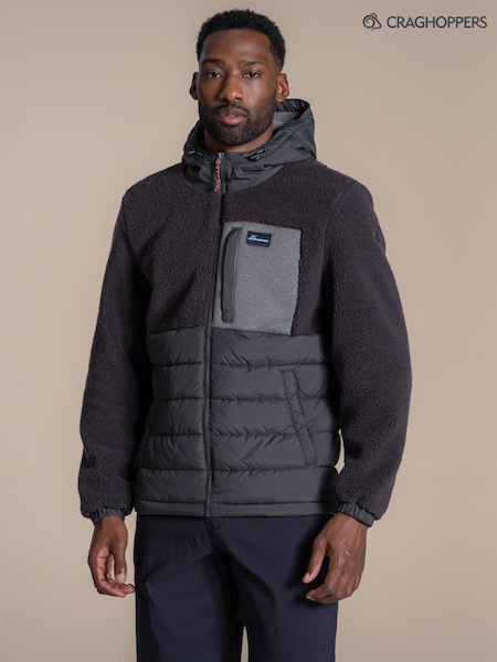Grey - Regular Craghoppers Jakob Hooded Hybrid Jacket
