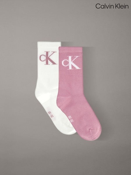 Rouge - Lot de 2 paires de chaussettes Calvin Klein Jeans logo