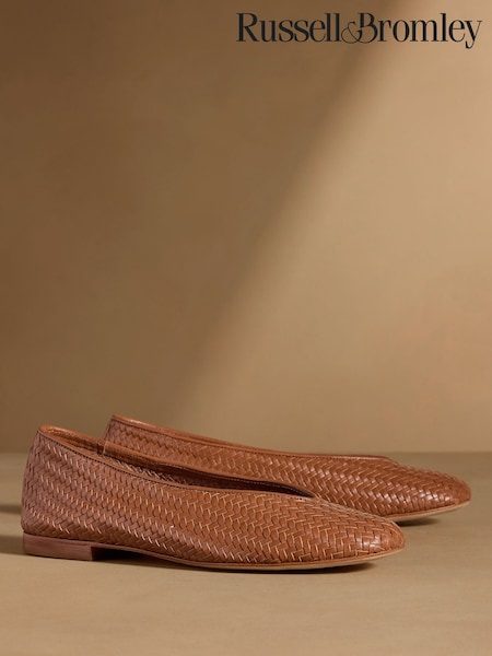 Tan - Russell & Bromley Porton Woven Ballet Flats