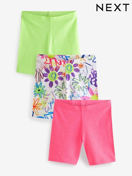 Rosa/Limettengrün/Graffiti-Blumenmuster - 3 Pack Cycle Shorts (3-16yrs) (620148) | 9 € - 16 €
