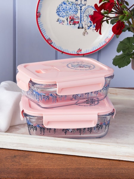 Cath Kidston Pink London Glass Food Container 2 Pack (620416) | €46