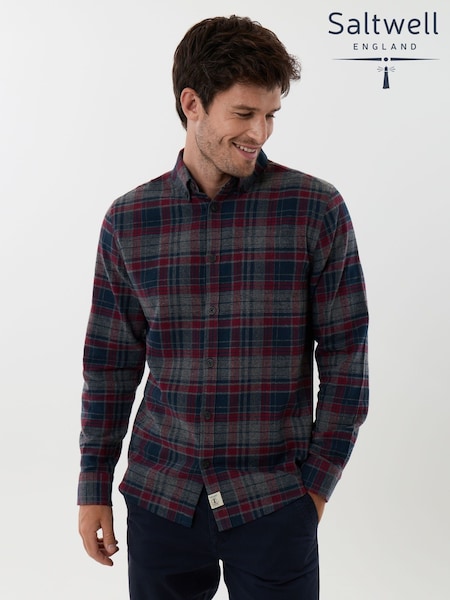 Красный - Regular Saltwell Brushed Cotton Long Sleeve Shirt