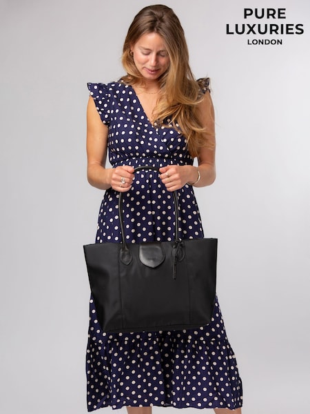 Black - Pure Luxuries London 'genevieve' Canvas & Leather Tote Bag