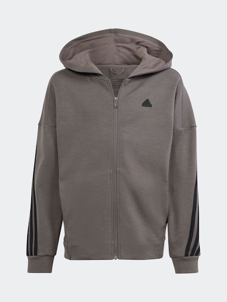 adidas Charcoal Grey Sportswear Future Icons 3-Stripes Full-Zip Hooded Track Top (620735) | €30