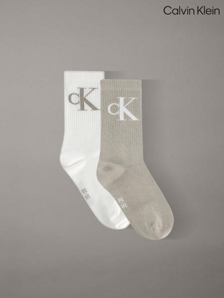 Weiß/Beige - Calvin Klein Jeans Logo-Socken 2 er-Pack