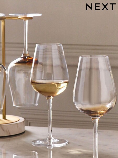 Set of 4 Natural Smoked Kya Tapered Wine Glasses (620755) | 109 QAR