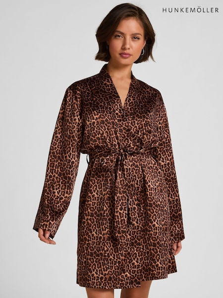 Noir - Kimono en satin léopard Hunkemoller