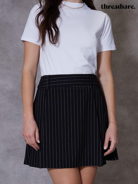 Negru - Threadbare Fustă mini plisată cu linie A (620945) | 133 LEI