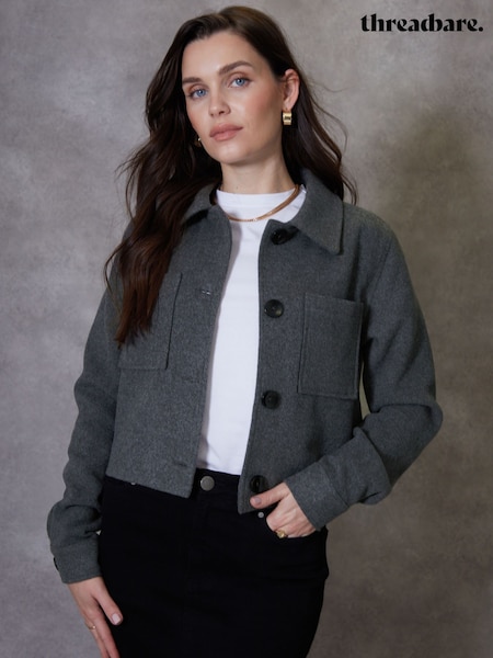 Grigio - Threadbare Brushed Cropped Shacket (621011) | € 75