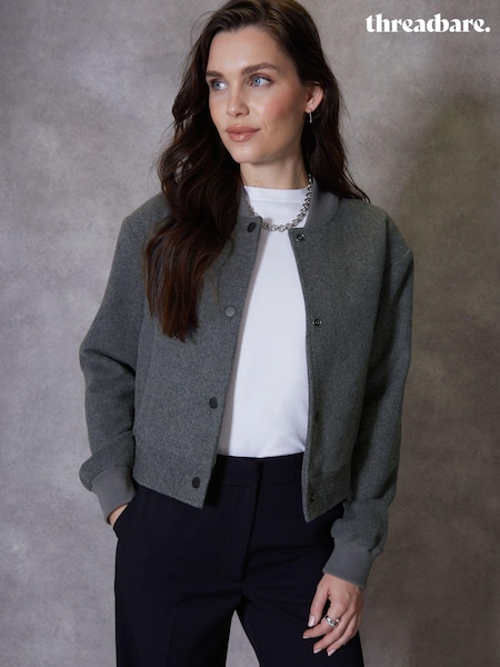 Threadbare Grey Cropped Bomber Jacket (621046) | €63