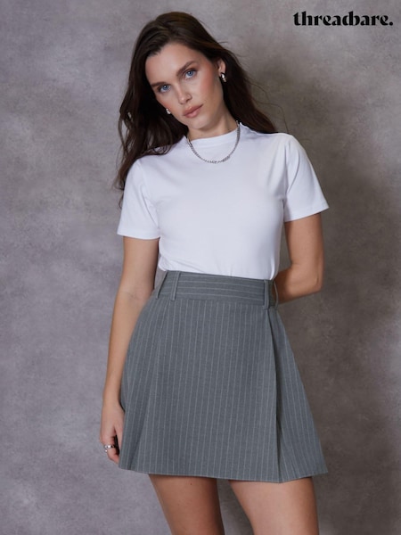 Threadbare Grey Pleated A-Line Mini Skirt (621092) | 79 QAR