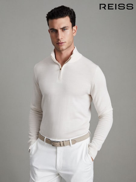Reiss Snow Blackhall Merino Wool Half-Zip Funnel Neck Jumper (621195) | €142