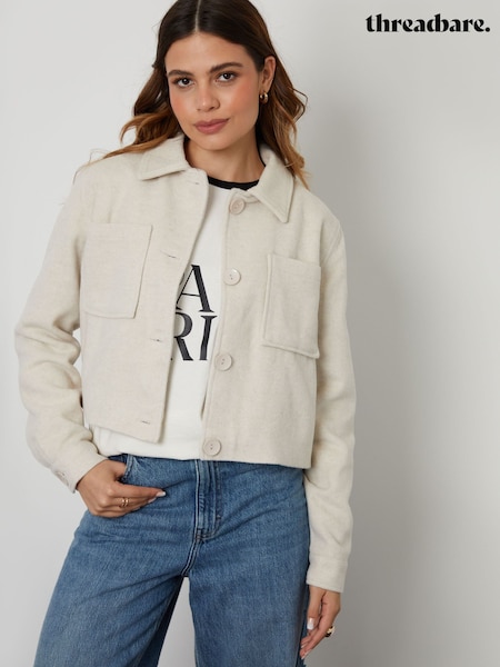 Белый - Threadbare Brushed Cropped Shacket (621242) | €33