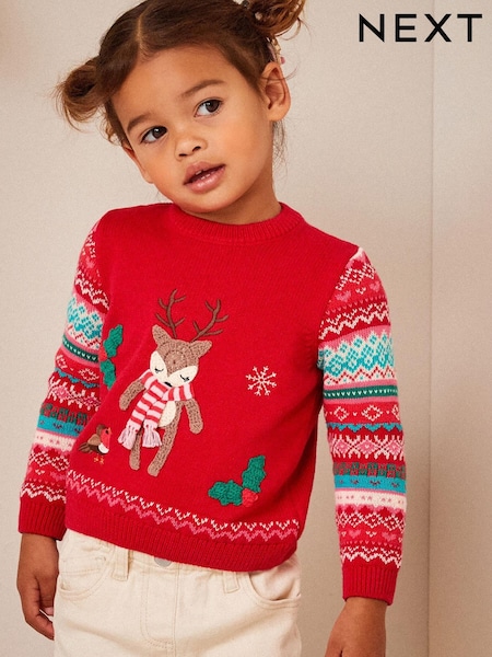 Red Deer Fairisle Pattern Jumper (3mths-7yrs) (621267) | €8.50 - €10