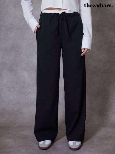Negru - Threadbare Boxer Waist Evazat Pantaloni (621307) | 143 LEI