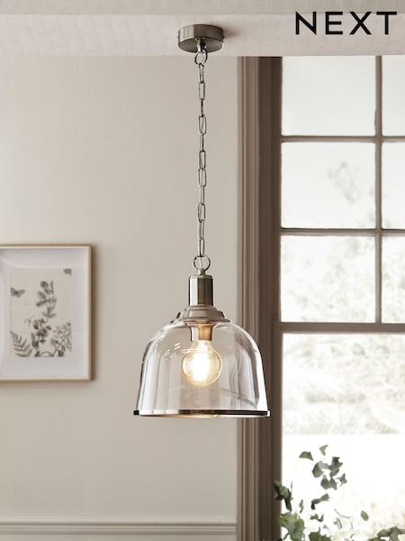 Brushed Chrome Gloucester 1 Light Pendant Ceiling Light (621341) | €92