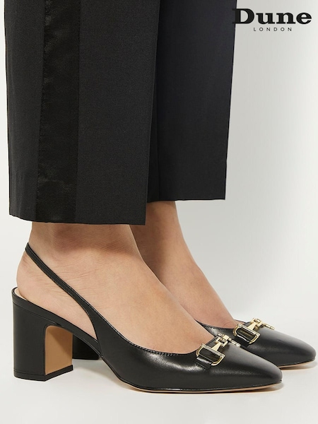 Dune London Black Standard Fit Detailed Block Heel Snaffle Cream Slingbacks (621471) | $70