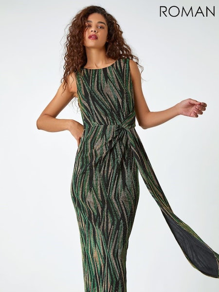 Roman Green Floral Stretch Scuba Midi Dress (621702) | €38
