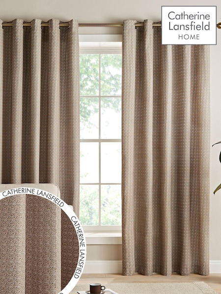 Catherine Lansfield Natural Textured Thermal Lined Eyelet Curtains (621737) | €7.50 - €20