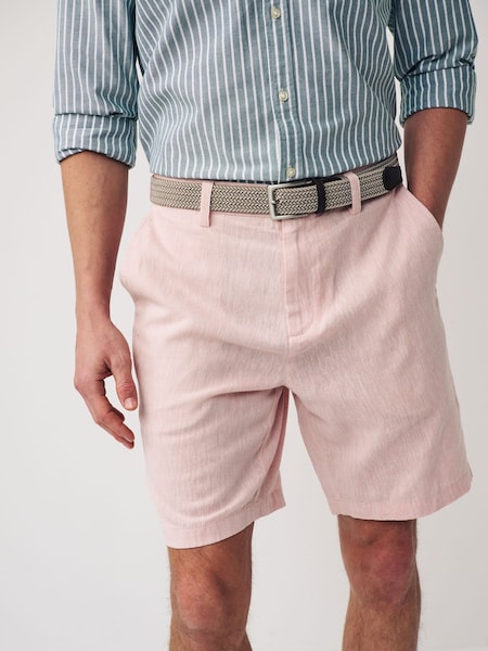Pink Linen Cotton Chino Shorts with Belt Included (621806) | €5