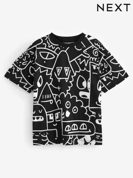 Black/White Doodle Boy Licensed T-Shirt (3-16yrs) (621910) | €12 - €15