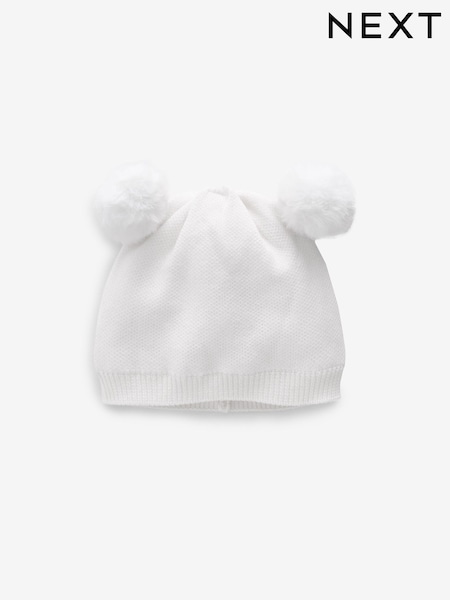 Белый - Delicate Double Pom Baby Hat (621954) | €7