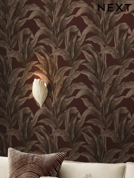 Damson Glamtique Leaf 10m Wallpaper