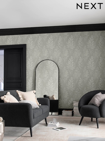 Taupe Leaf Sprigs 10m Wallpaper