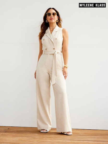 Myleene Klass Cream Sleeveless Tailored Jumpsuit (622393) | €39