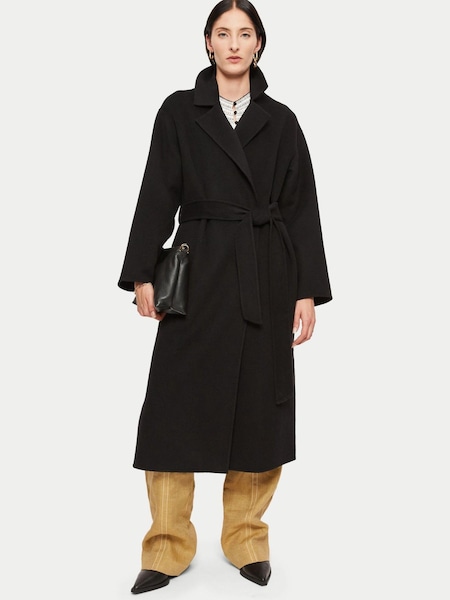 Jigsaw Long Double Faced Black Wool Coat (6223W6) | €223