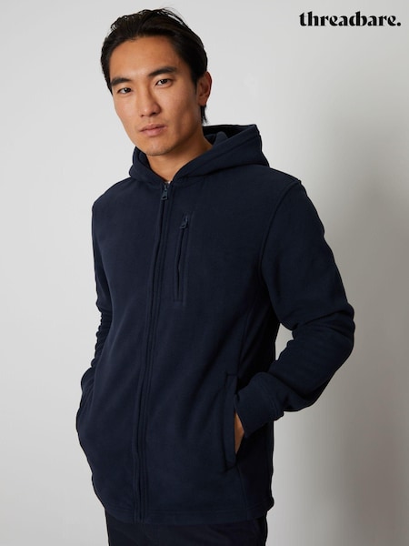 Threadbare Blue Micro Fleece Zip Through Hooded Jacket (622634) | AED79