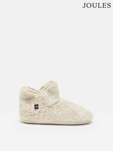 Joules Cabin Luxe Oatmeal Faux Fur Slipper Boots (622645) | AED192