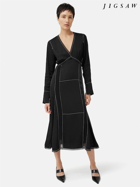 Jigsaw Contrast Stitch Viscose Dress (622858) | €108