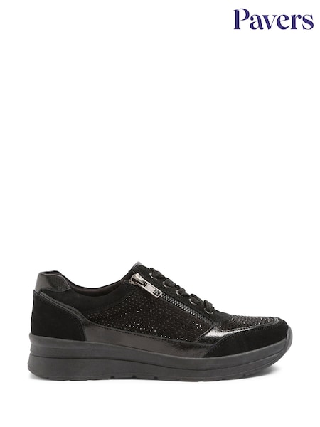 Pavers Wide Fit Black Trainers (622980) | ‏24 ر.ع.‏